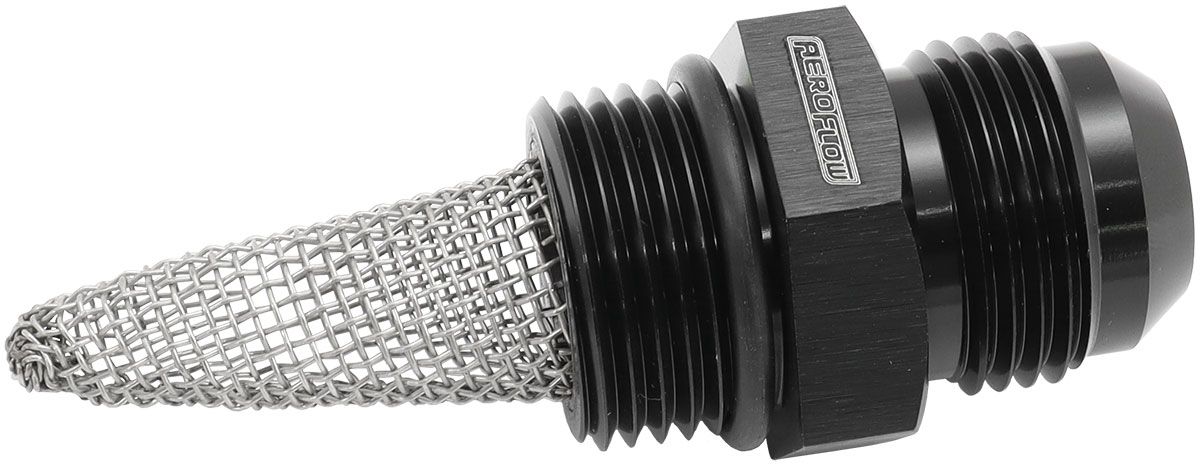 Oil System Filter Screen -12ORB to -12AN  Suits Dry Sump Applications, Black Finish