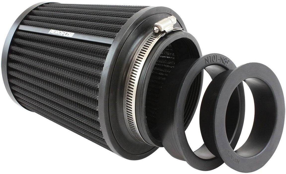 Universal 4",3.5" & 3" Clamp-On Steel Top Inverted Tapered Pod Filter with Black End  5.5" (140mm) High x 6" (152mm) Base O.D x 4.7" (119mm) Top O.D