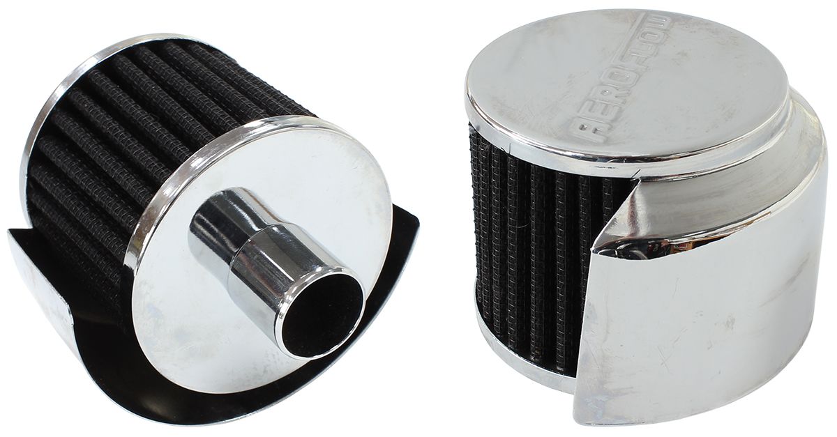 Chrome Push In Breather With Chrome Shield  3" (76.2mm) O.D. x 2-1/2" (63.5mm) High, 1" (25.4mm) Flange Inside Diameter