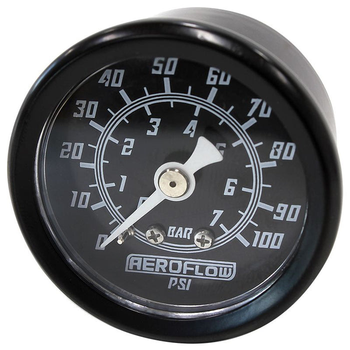 1-1/2" 100 psi Pressure Gauge  Black Face, White Pointer, 1/8" NPT Male Thread