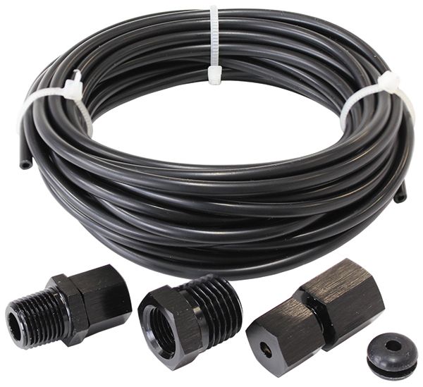 Complete 1/8" Dia. Nylon Tubing Kit  Black Tubing with Black Fittings & Ferrules, 3.6m long