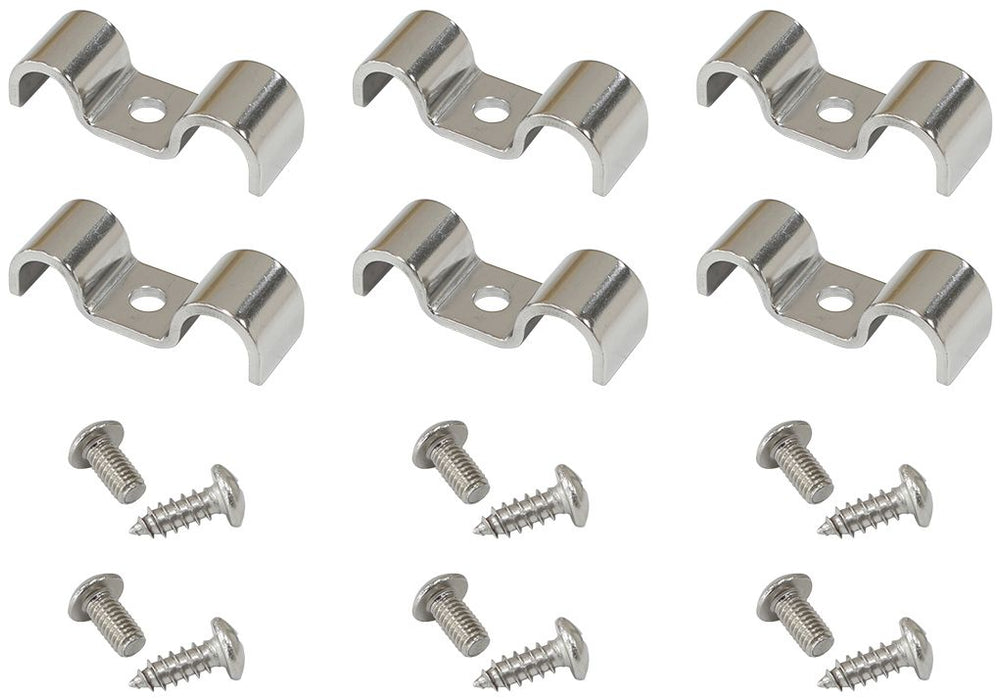 Dual Stainless Steel Hard line Clamps (6 Pack)  Suits 3/16" & 3/8" Hard line