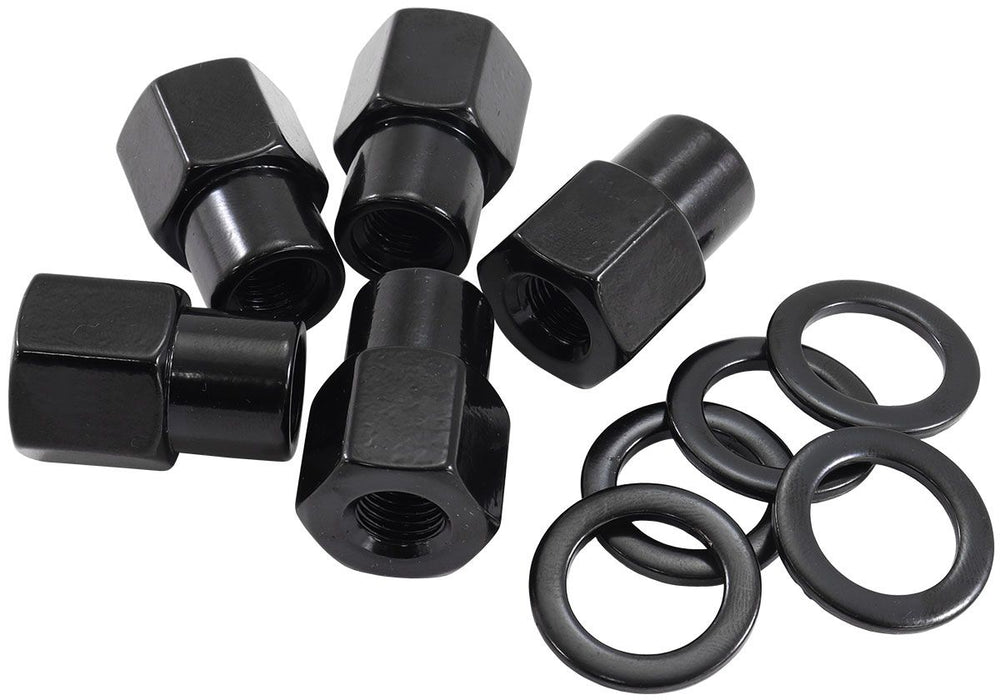 0.550" Shank OpenBlack Wheel Nuts - 7/16-20"  Pack of 5, Washer Seat with Shank