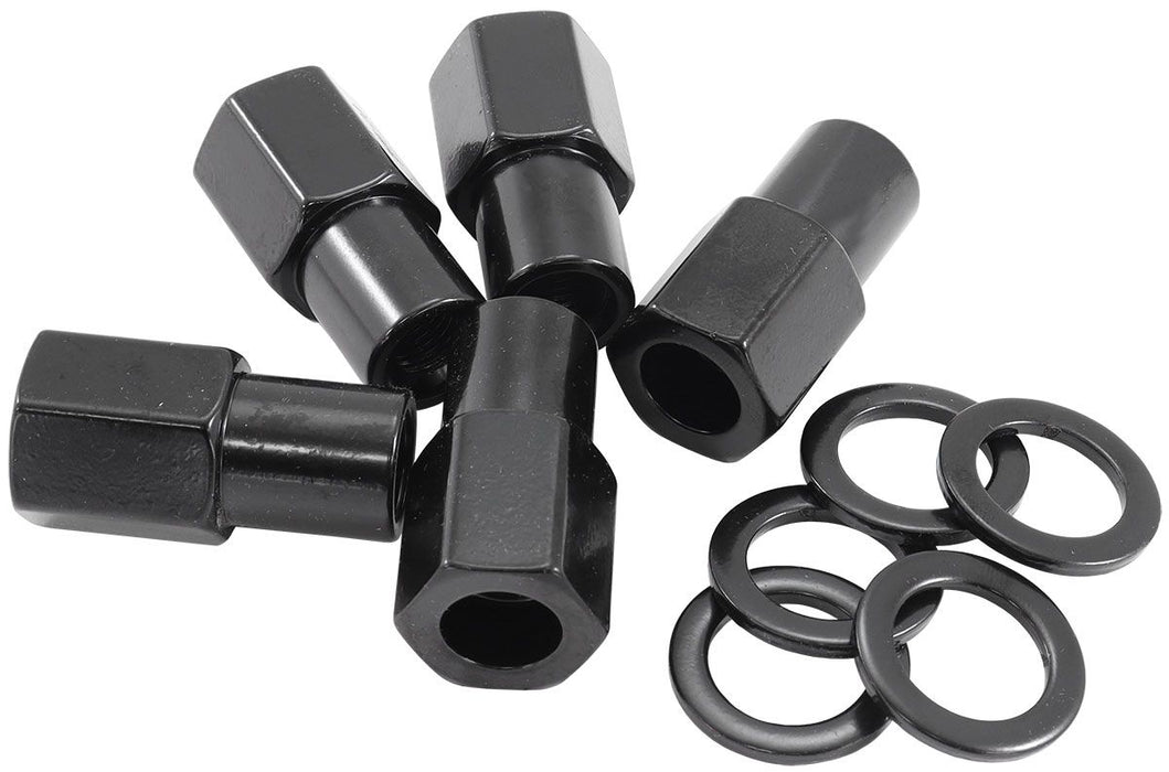 0.750" Shank OpenBlack Wheel Nuts - 7/16-20"  Pack of 5, Washer Seat with Shank
