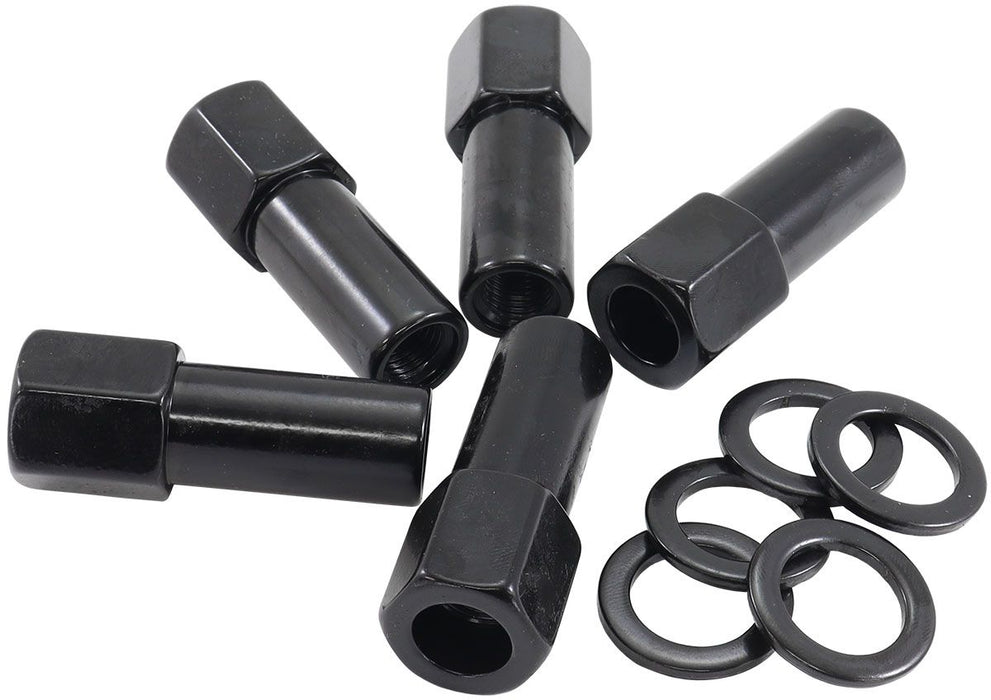 1.380" Shank Open Black Wheel Nuts - M14 x 1.50mm  Pack of 5, Washer Seat with Shank