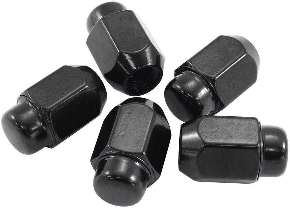 Acorn Medium Closed Black Wheel Nuts - 1/2-20"  Pack of 5, 60 Degree Taper