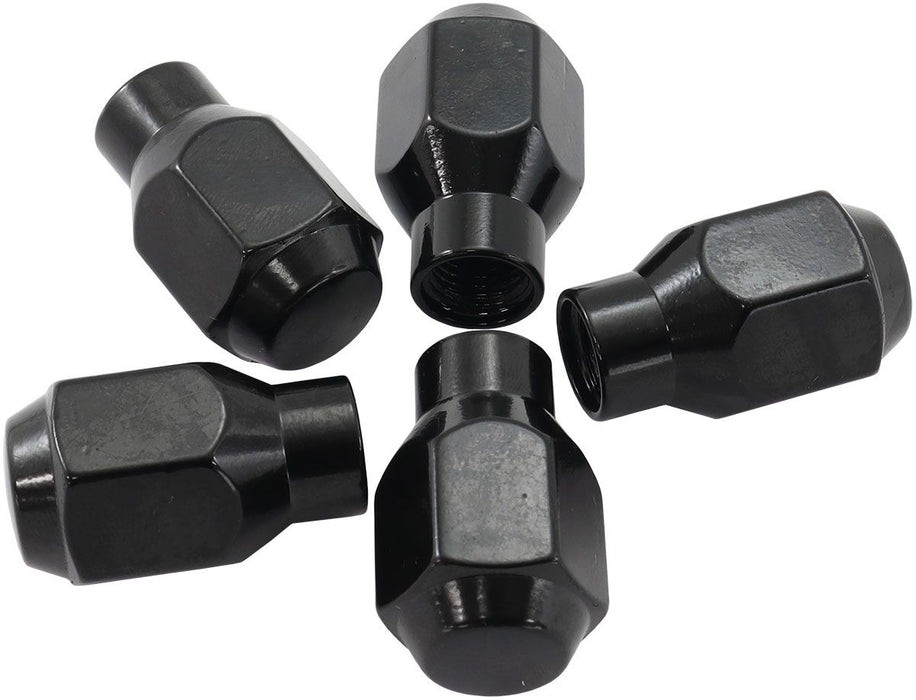 Conical ET Style Closed Black Wheel Nuts - 1/2-20"  Pack of 5, 60 Degree Taper with 0.670" Shank Diameter