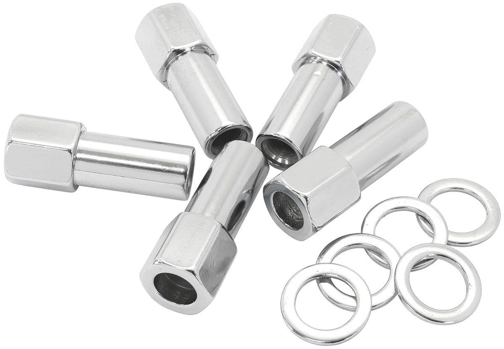 1.380" Shank OpenChrome Wheel Nuts - 1/2-20"  Pack of 5, Washer Seat with Shank