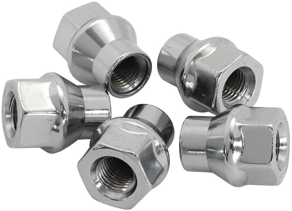 Conical ET Style Open Chrome Wheel Nuts - M12 x 1.50mm  Pack of 5, 60 Degree Taper with 0.670" Shank Diameter