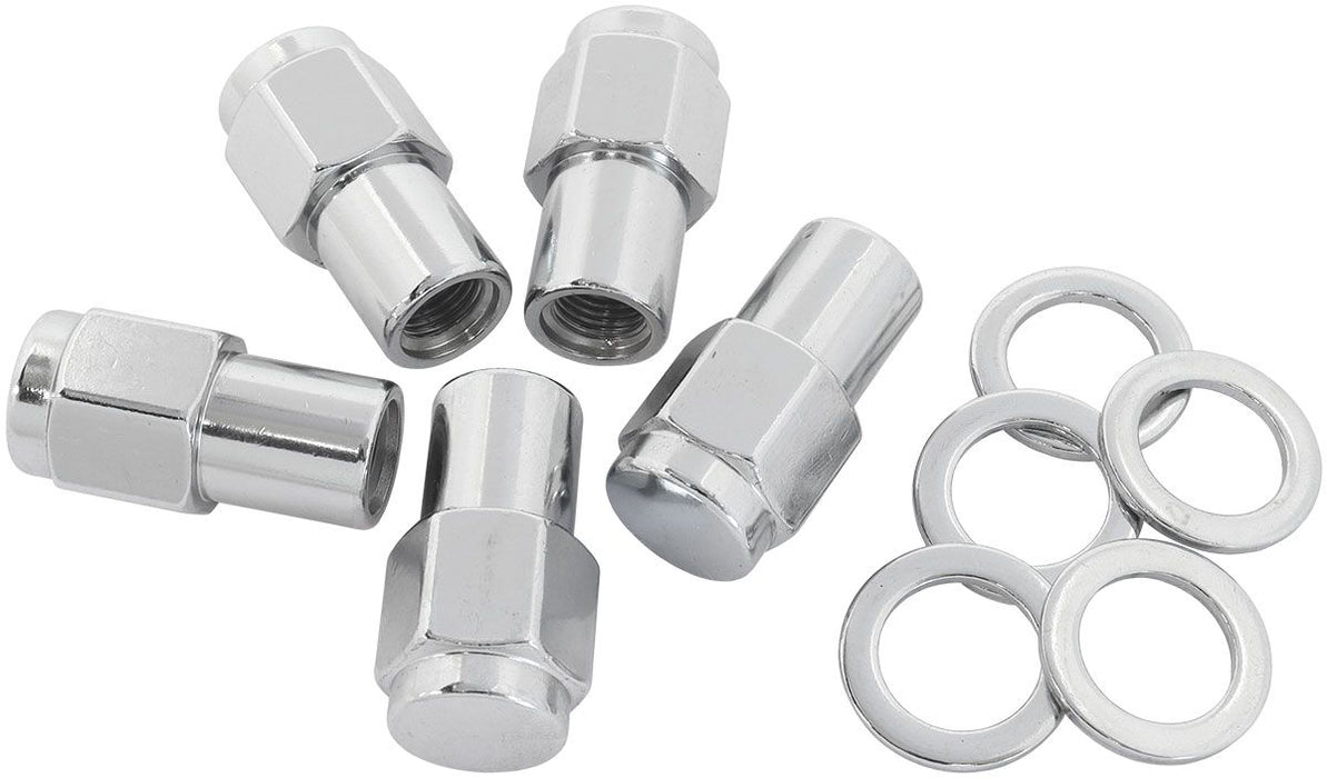 0.750" Shank Closed Chrome Wheel Nuts - 1/2-20"  Pack of 5, Washer Seat with Shank