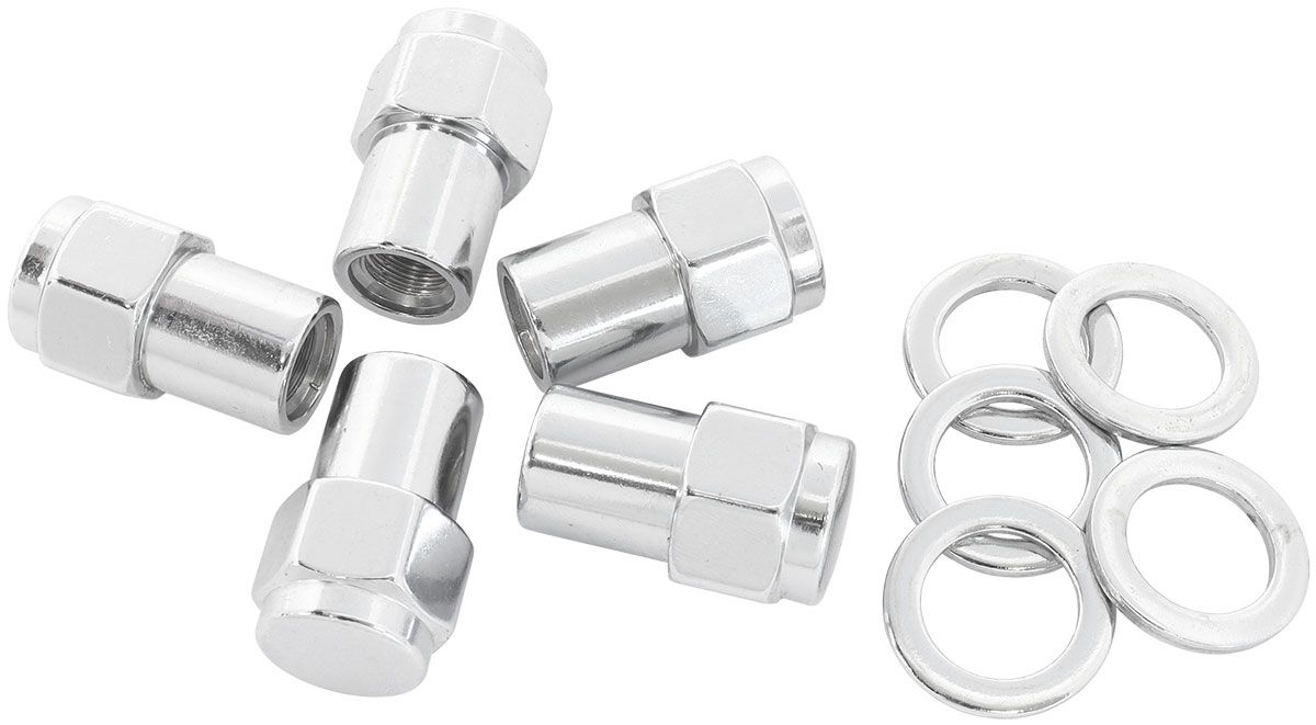 0.550" Shank Closed Chrome Wheel Nuts - M12x 1.50mm  Pack of 5, Washer Seat with Shank