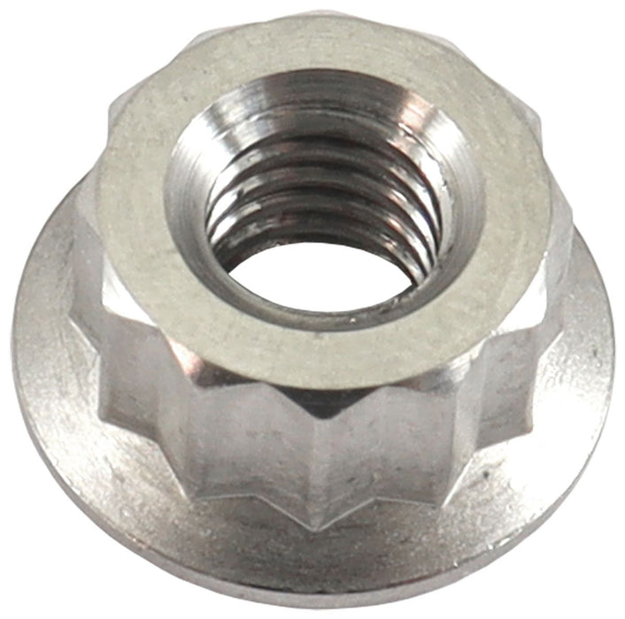 M6 x 1.00mm Titanium 12 Point Nut  Natural Finish, Sold Single.