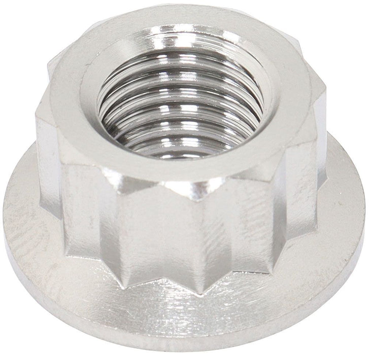 M10 x 1.25mm Titanium 12 Point Nut  Natural Finish, Sold Single