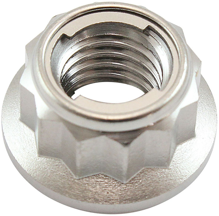 M10 x 1.50mm Titanium 12 Point Locking Nut  Natural Finish, Sold Single