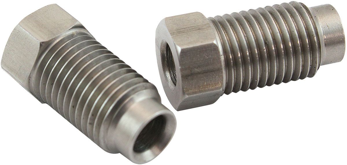 Stainless Steel Inverted Flare Long Tube Nuts (Pair)  3/8"-24 to 3/16" Hard Line, UHL 15mm