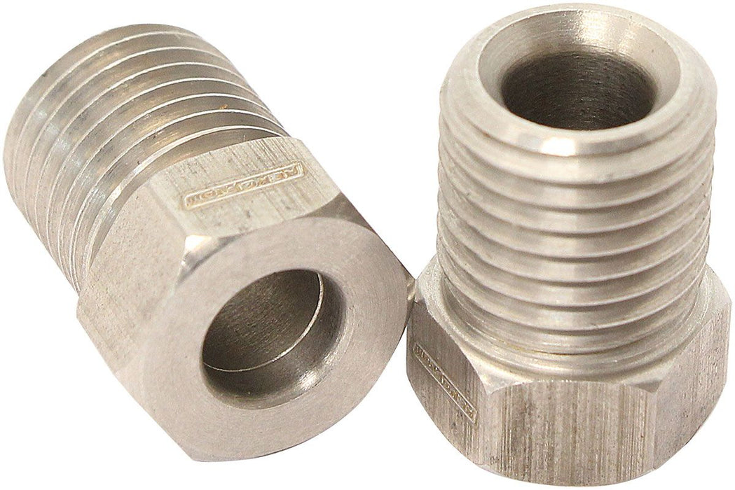 Stainless Steel Inverted Flare Tube Nuts (Pair)  3/8"-24 to 3/16" Hard Line