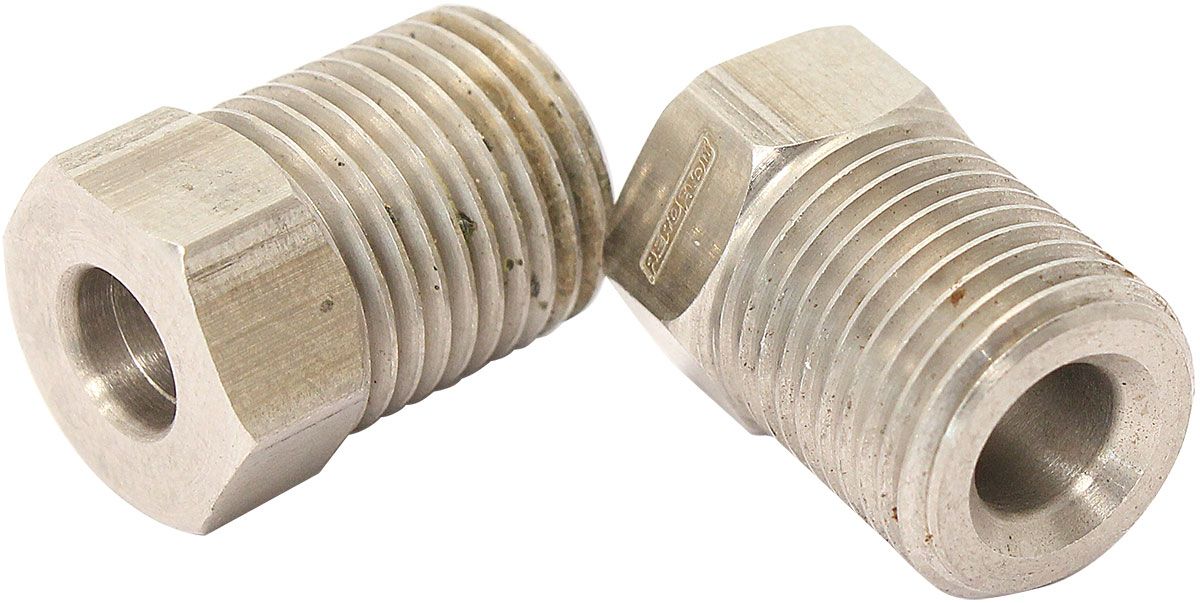 Stainless Steel Inverted Flare Tube Nuts (Pair)  7/16"-24 to 3/16" Hard Line