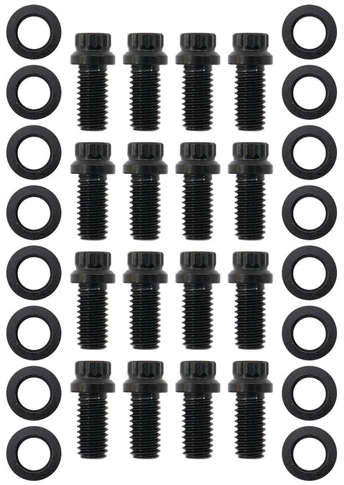 Small Block Chev 3/8-16" Header Bolts .750" UHL - Black Finish  12 Point Head, 8740 Material, Sold as a Pack of 12