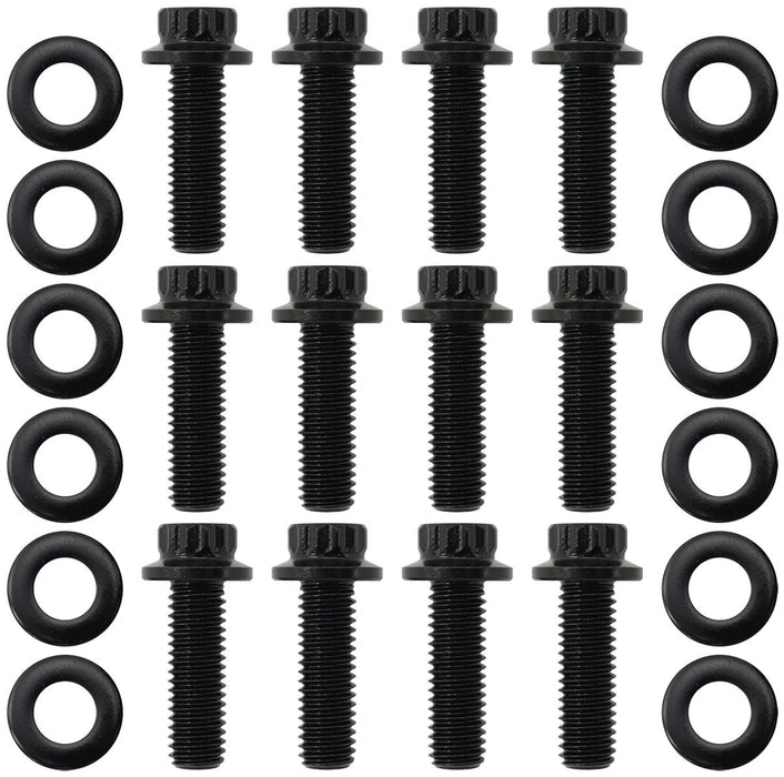 GM LS Header Bolts M8 x 1.25mm, 0.984" (25mm) UHL - Black Finish  12 Point Head, 8740 Material, Sold as a Pack of 12