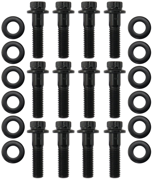 GM LS Header Bolts M8 x 1.25mm, 1.181" (30mm) UHL - Black Finish  12 Point Head, 8740 Material, Sold as a Pack of 12