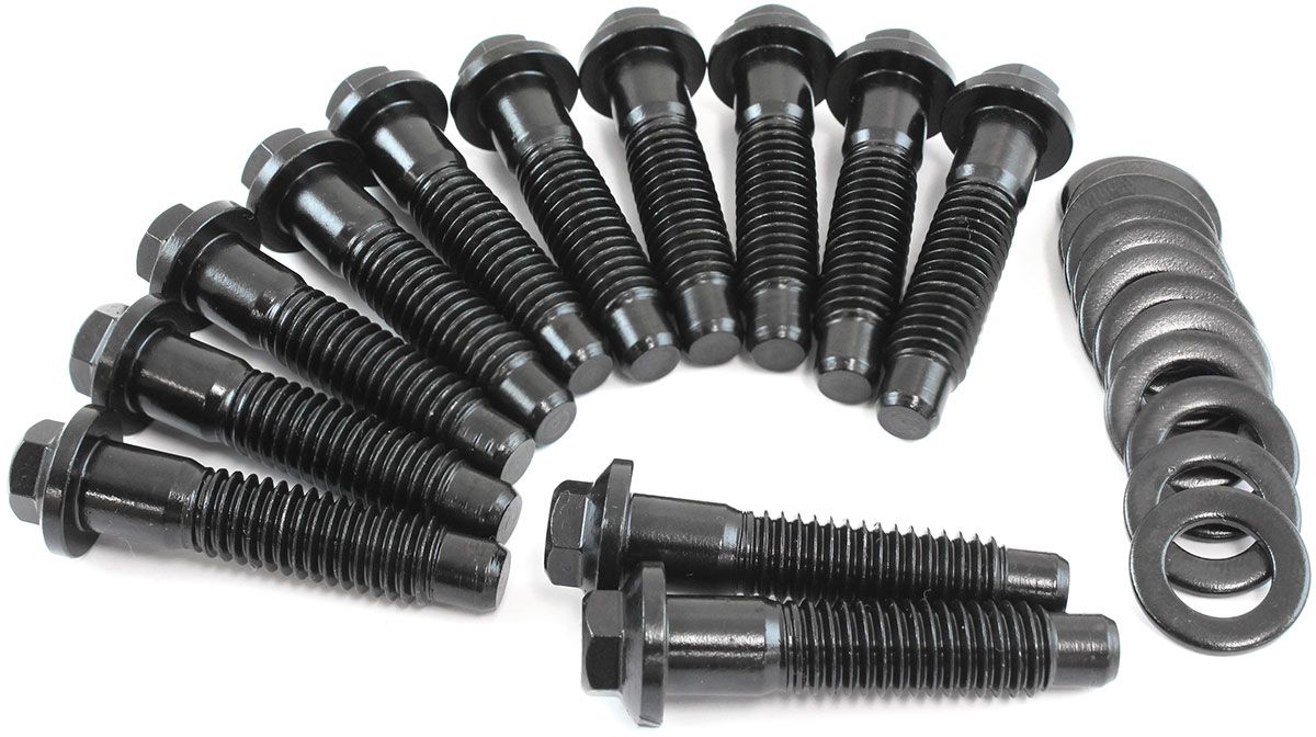 Small Block & Big Block Chrysler Intake Bolts - Black Finish  12Point Head, Pack of 12