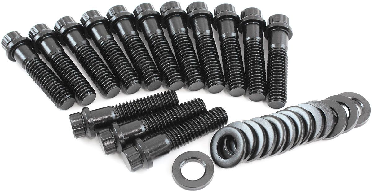 Holden V8 253, 304, 308 Intake Bolts - Black Finish   12 Point Head, Pack of 14