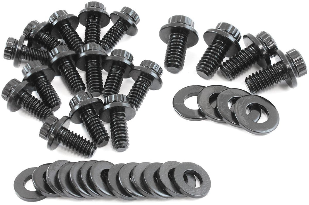 Small Block Chev Oil Pan Bolt Kit - Black Finish  12 Point Head and 8740 Grade Material