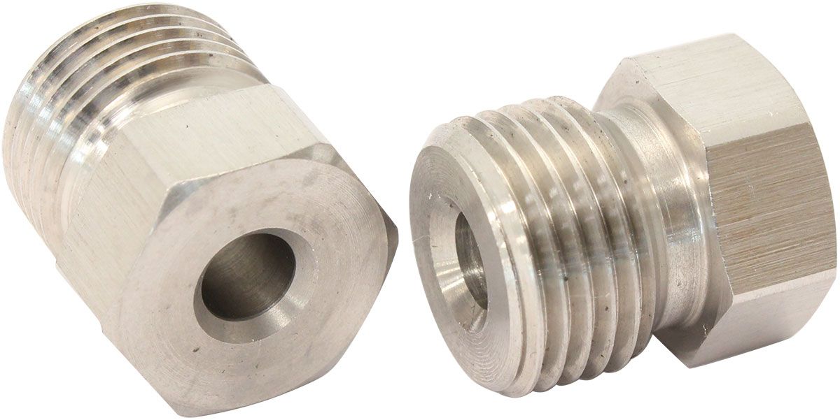 Stainless Steel Inverted Flare Tube Nuts (Pair)  9/16"-20 to 3/16" Hard Line