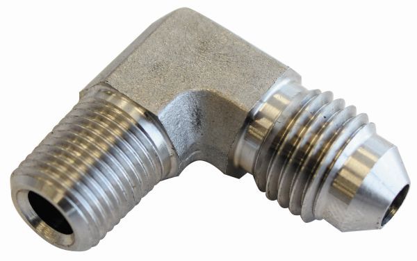 Stainless Steel 90° NPT Male to AN Fitting  1/4" NPT to Male -3AN