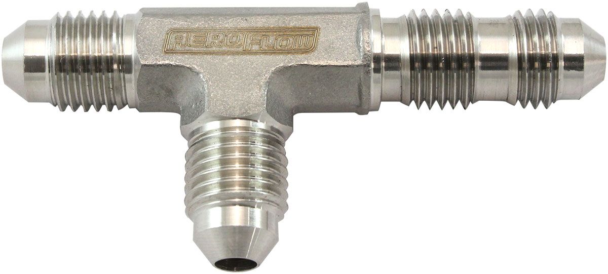 Stainless Steel Bulkhead Tee On the Run -4AN Bulkhead Nut Sold Separate