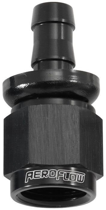 510 Series Full Flow Tight Radius Push Lock Straight Hose End -6AN To 5/16" (8mm) Barb Black Finish. Suits 400 & 500 Series Hose