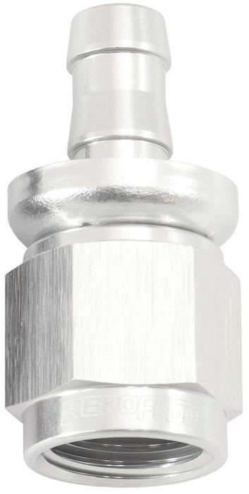 510 Series Full Flow Tight Radius Push Lock Straight Hose End -6AN To 5/16" (8mm) Barb Silver Finish. Suits 400& 500 Series Hose