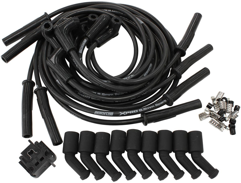 Xpro Universal 8.5mm V8 Ignition Lead Set with 45° Coil Boots - Black Suit GM LSSeries Engines With Coil Relocation