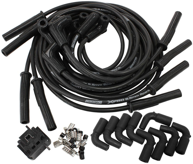 Xpro Universal 8.5mm V8 Ignition Lead Set with 90° Coil Boots - Black Suit GM LSSeries Engines With Coil Relocation