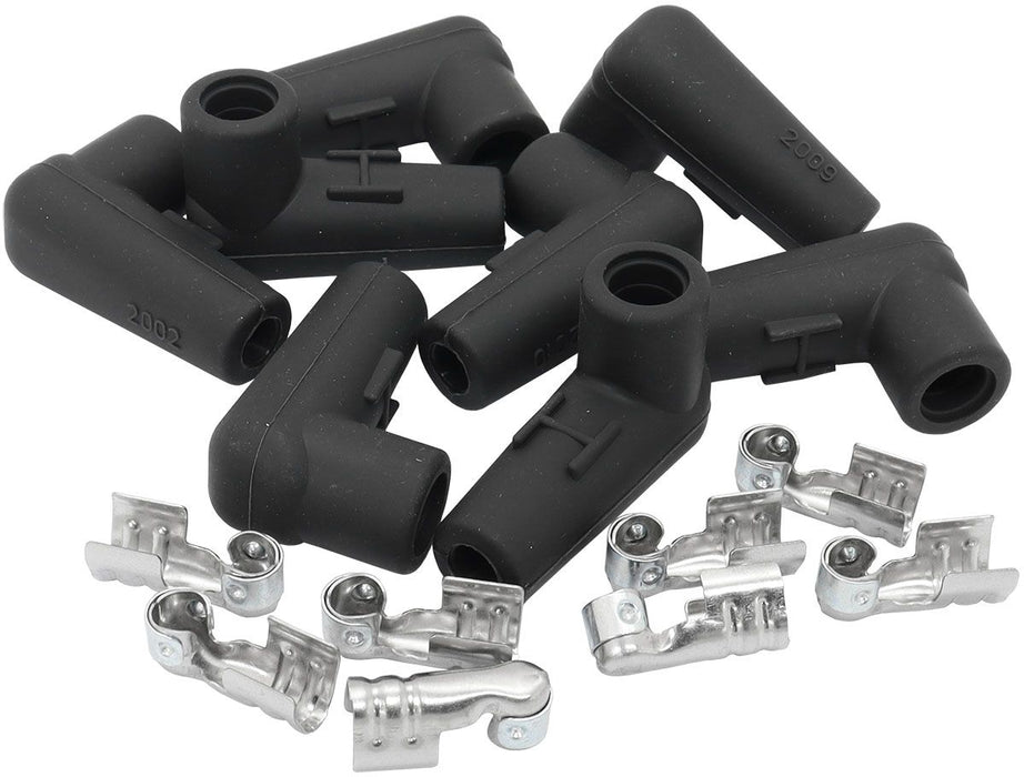 Xpro Silicone Low Profile 90° Spark Plug Boots & Terminals Black, 8 pack