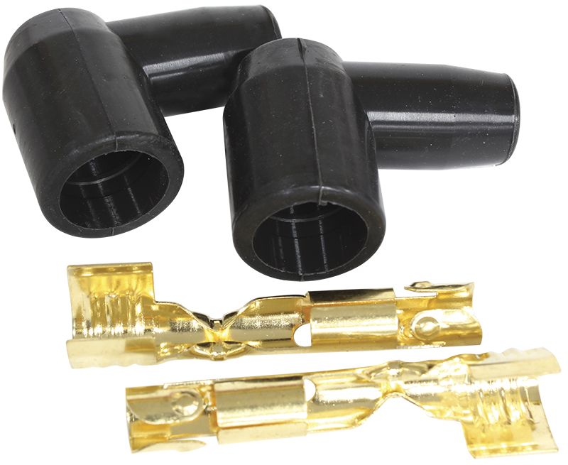 Xpro Silicone 90° Socket Style Distributor/Coil Boots & Terminals Black, 2 pack