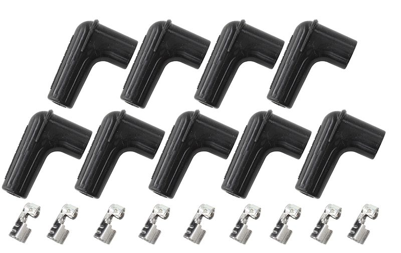 Xpro Silicone 90° Spark Plug Boots & 90° Terminals Black, set of 9