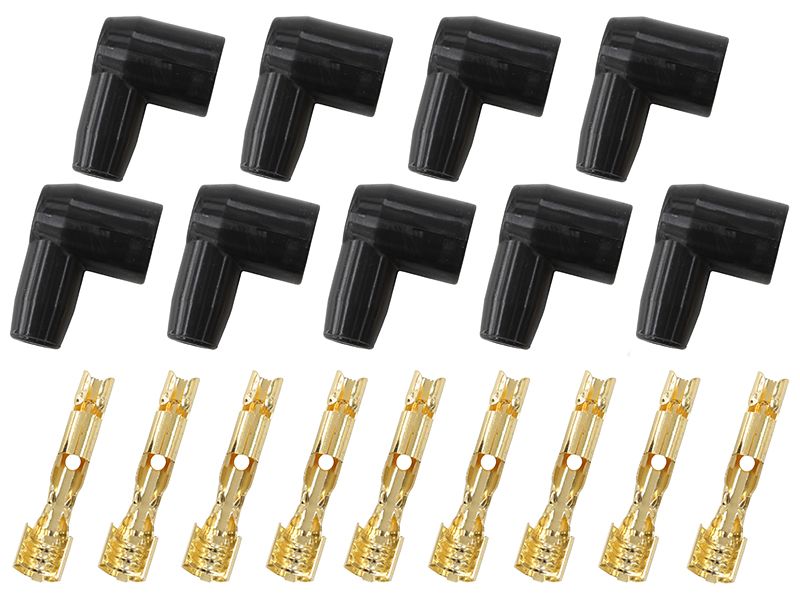 Xpro Silicone 90° Socket Style Distributor/Coil Boots & Terminals  Black, set of 9