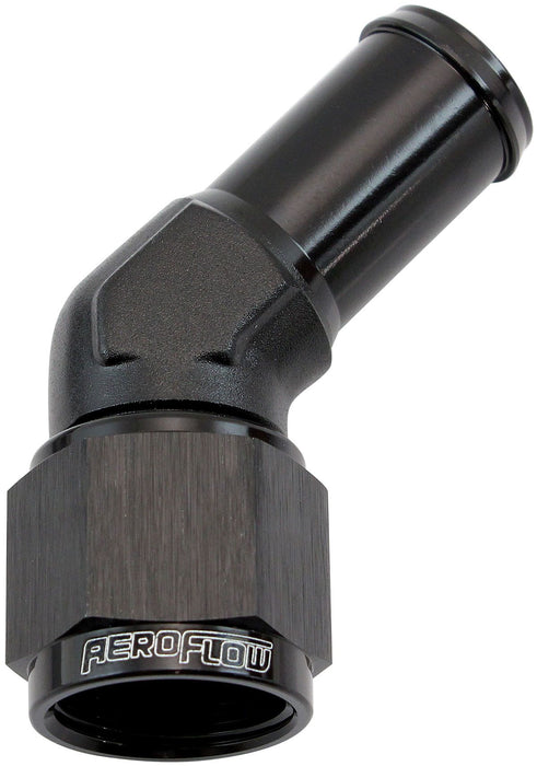 45° Hose Barb 5/8" to -8AN   Black Finish