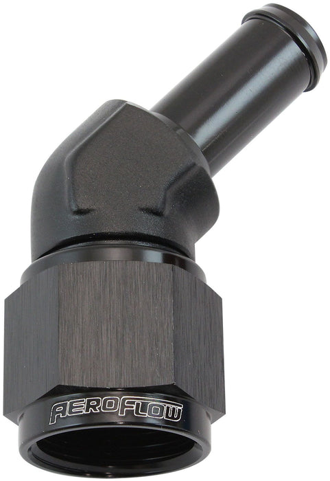 45° Hose Barb 1/2" to -10AN   Black Finish