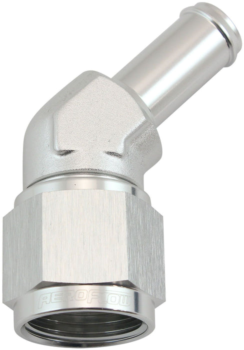 45° Hose Barb 1/2" to -10AN   Silver Finish