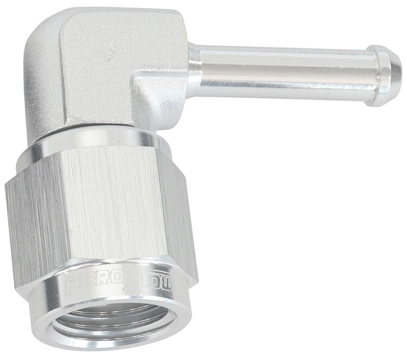90° Hose Barb 3/16" to -4AN  Silver Finish