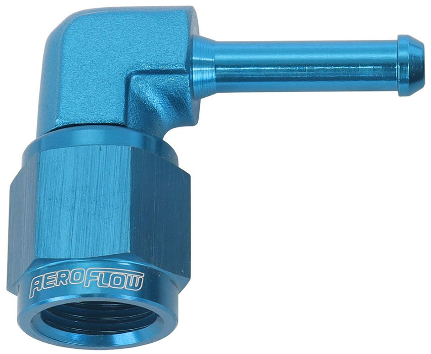 90° Hose Barb 3/16" to -4AN  Blue Finish