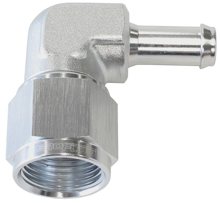 90° Hose Barb 3/8" to -6AN  Silver Finish