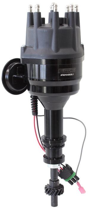 Aeroflow XPRO Ford Cleveland Ready to Run Distributor, Black Anodised Body with BlackCap Suit Ford 302 and 351 Cleveland, Ford Big Block 429 and 460 V8