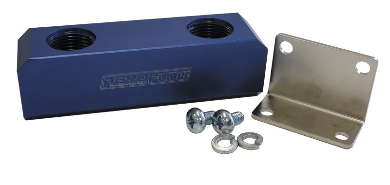 Billet Log Type Fuel Block -12ORB  Blue Finish