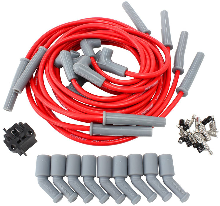 Xpro Universal 8.5mm V8 Ignition Lead Set with 180° Spark Plug Boots - Red Suit GM LS Series Engines With Coil Relocation