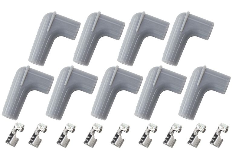 Xpro Silicone 90° Spark Plug Boots & 90° Terminals Grey, set of 9