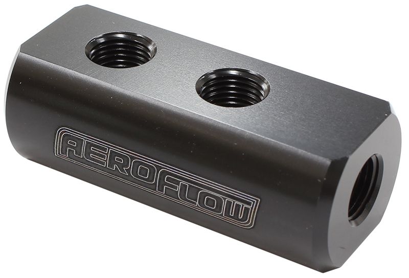Compact Distribution Block 1 In - 4 Out, All Ports 1/8&quot NPT, Black Finish