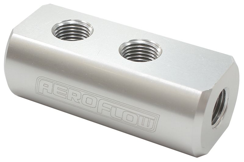 Compact Distribution Block 1 In - 4 Out, All Ports 1/8&quot NPT, Silver Finish